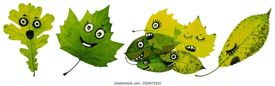 happy faces painted leaves    activity for kids