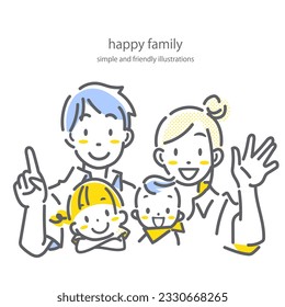 happy family, mother, father, daughter and baby, line illustrations - Powered by Shutterstock