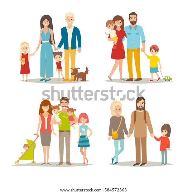 Alles Gute Fur Die Familie Cartoon Charakterfamilie Stockillustration