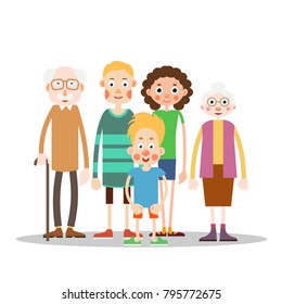 Happy Family Together Grandmother Grandfather Mother Stock Illustration ...