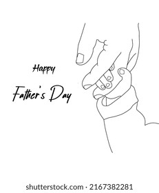 Happy Father's Day Card. On White Background. Animation Of Father's Hand And Son's Hand.