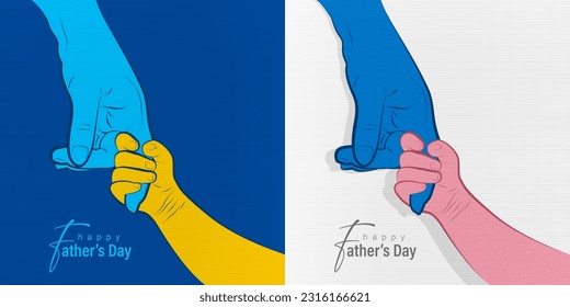 Happy Father's Day Concept. A line art drawing of Father and child hand closeup rear view of Fthar and a child's hands holding together. Father and child relation. Family time, vacation, weekend, joy. - Powered by Shutterstock