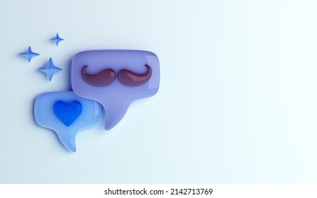 Happy Fathers Day decoration background with mustache speech bubble, heart shape, copy space text, 3D rendering illustration - Powered by Shutterstock