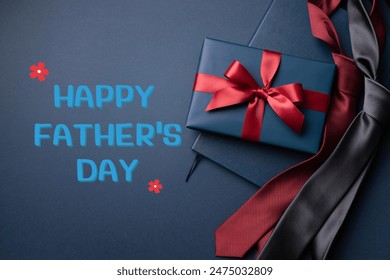 Happy Father's Day Gift with a Red Ribbon and Ties on a Blue Background Dad's the Best Playful Father's Day Card with Ties - Powered by Shutterstock