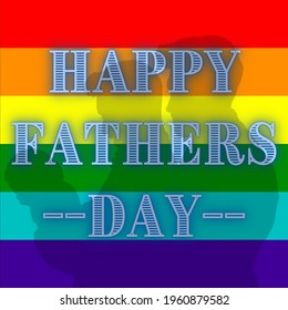 Happy Fathers Day Greeting Wallpaper. In The Background Are Gay Men With A Baby.