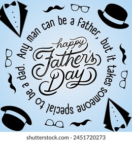 Happy Father's Day heartfelt wishes with gradient blue background - Powered by Shutterstock