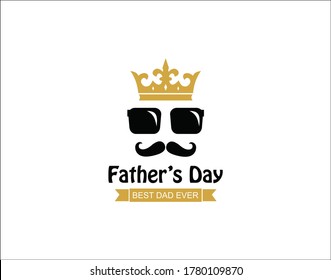 happy father's day with mustache and crown logo template inspiration - Powered by Shutterstock