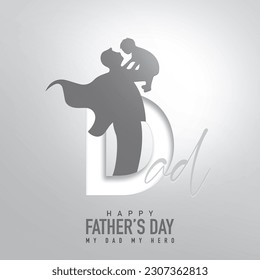 Happy Father's Day paper cut card template background of dad with child son. Modern 3D papercut decoration for a father's gift or family holiday celebration. Best dad forever. White background. Dad - Powered by Shutterstock