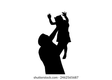 Happy Father's Day. Silhouette of father playing with his daughter on transparent background with copy space. - Powered by Shutterstock