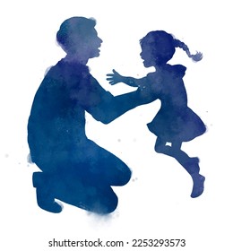 Happy father's day. Watercolor of father and his kid together. H - Powered by Shutterstock