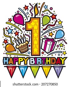 happy first birthday design  - Shutterstock ID 207270850