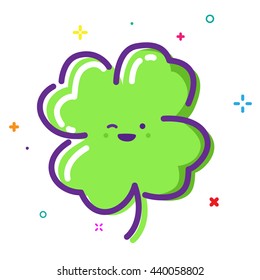 Happy Four Leaf Clover Vector Illustration Stock Vector (Royalty Free ...