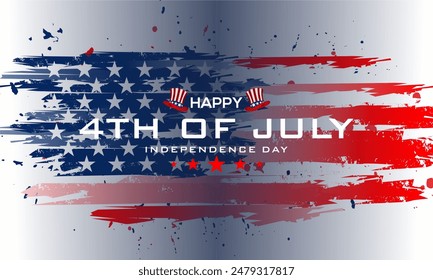 Happy Fourth of july Vector illustration. American Independence Day greeting card, banner, poster with United States flag, stars and stripes. - Powered by Shutterstock