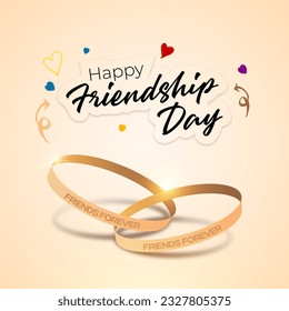 Happy Friendship day, Golden Friendship Day Bends, Friendship Day Poster In golden Color Wishing friendship Day - Powered by Shutterstock