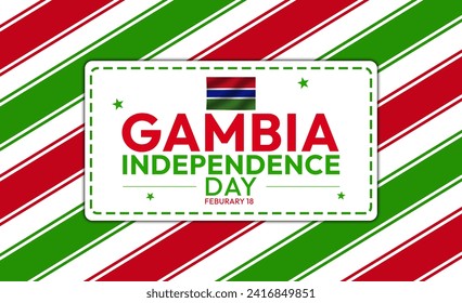 Happy Gambia Independence Day wallpaper with colorful shapes, typography and design. February 18 is celebrated as Independence Day in Gambia - Powered by Shutterstock