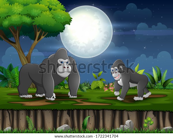 Joyeuse Mere Gorille Avec Son Bebe Illustration De Stock