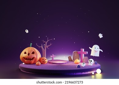 Happy Halloween 3d Illustration , Halloween 3d Background , Pumpkin Ghost Skull
Tomb And Cross Halloween 