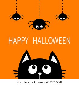 Happy Halloween Black Cat Face Head のイラスト素材 Shutterstock