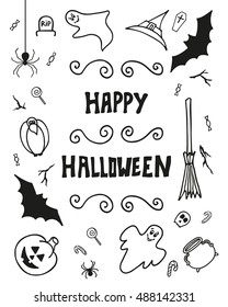Happy Halloween Day Silhouette Collections Design Stock Illustration ...