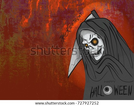 Happy Halloween the death watercolor illustration and copy space 
