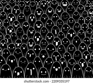 Happy Halloween Ghost Seamless Pattern Halloween Spooky Scarf Repeat Wallpaper Tile Background Devil Evil Cartoon.