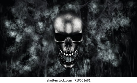 Happy Halloween Human Skull Smoke Fire Stock Illustration 719551681 ...