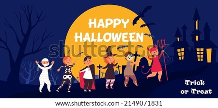 Similar – Foto Bild Fröhliches Halloween. Lustiges Kind in einem Skelettkostüm von Halloween.