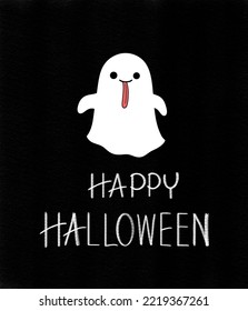 Happy Halloween Party Background.halloween Boo Ghost On Black Background.