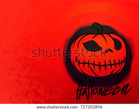 Happy Halloween pumpkin watercolor illustration and copy space
