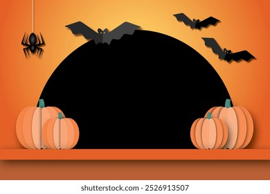 Happy Halloween sale banners or party invitation background. Suitable for web, poster, spider, flyers, ad, promotions, blogs, social media, marketing. copy space for the text. Paper art design style. - Powered by Shutterstock