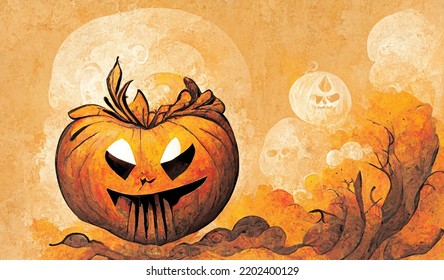 Happy Helloween Pumkin Face 3D-Illustration