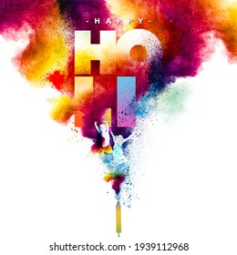 Happy Holi Indian Festival, Poster, Banner, Template. Young People Playing Holi. Holi Splash