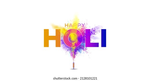 Happy Holi, Indian hindu festival of Colours background poster banner and template design with text happy Holi, pichkary and gulal
