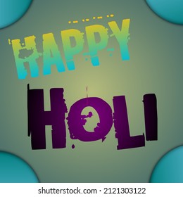 happy Holi poster on light green background , an Indian festival  
