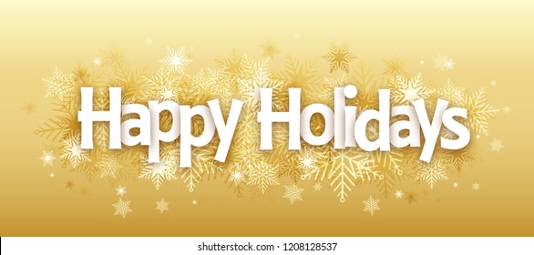 HAPPY HOLIDAYS Overlapping Letters Vector Icon on Snowflake Background - Powered by Shutterstock