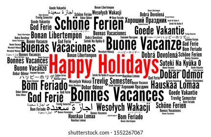 Happy Holidays Word Cloud In Different Languages 