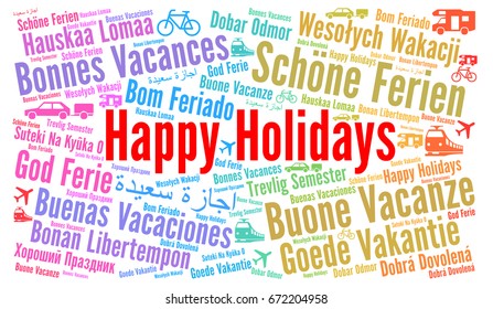 Happy Holidays Word Cloud In Different Languages