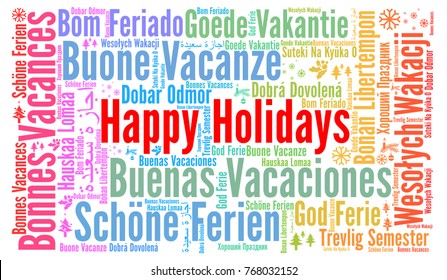 Happy Holidays Word Cloud In Different Languages