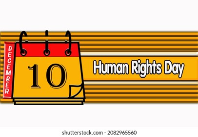 Happy Human Rights Day, December 10.Calendar On Workplace Neon Text Effect On White Background, Empty Space For Text, Copy Space Right