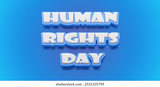 Happy Human Rights Day Text Effect on blue background