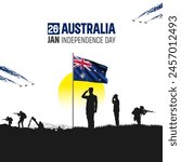 Happy Independence Day! Australia with the Australian flag and the Australian Army and soldier salute of their flag illustration design.