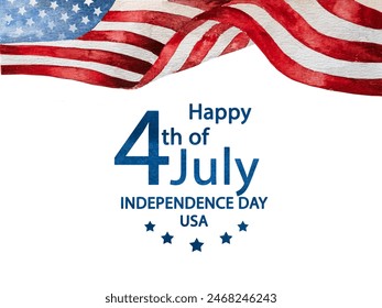 Happy Independence Day. Beautiful drawing of the American Flag with congratulations. Greeting card. Closeup. National holiday concept. Congratulations for family, relatives, friends and colleagues - Powered by Shutterstock