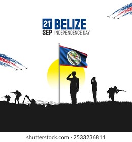 Happy Independence Day! Belize with the Belize flag and the Belize Army and soldier salute of their flag illustration design. - Powered by Shutterstock