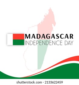 Happy Independence Day Madagascar illustration with map silhouette and Madagascar flag. - Powered by Shutterstock