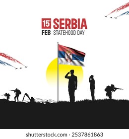 Happy Independence Day! Serbia with the Serbia flag and the Serbia Army and soldier salute of their flag illustration design. - Powered by Shutterstock