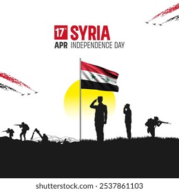 Happy Independence Day! Syria with the Syria flag and the Syria Army and soldier salute of their flag illustration design. - Powered by Shutterstock