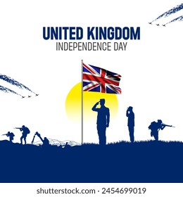 Happy Independence Day! United Kingdom with the UK flag and the British Army and soldier salute of their flag illustration design. - Powered by Shutterstock