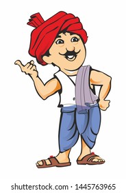 happy indian farmer vector illustration