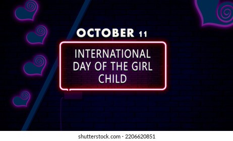 Happy International Day Of The Girl Child, October 11, Empty Space For Text, Copy Space Right Text Effect