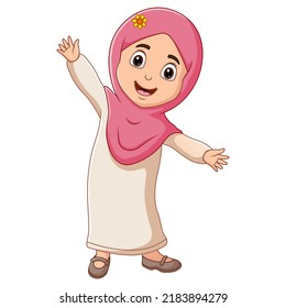 Happy Islamic Girl Isolated On White Stock Illustration 2183894279 ...